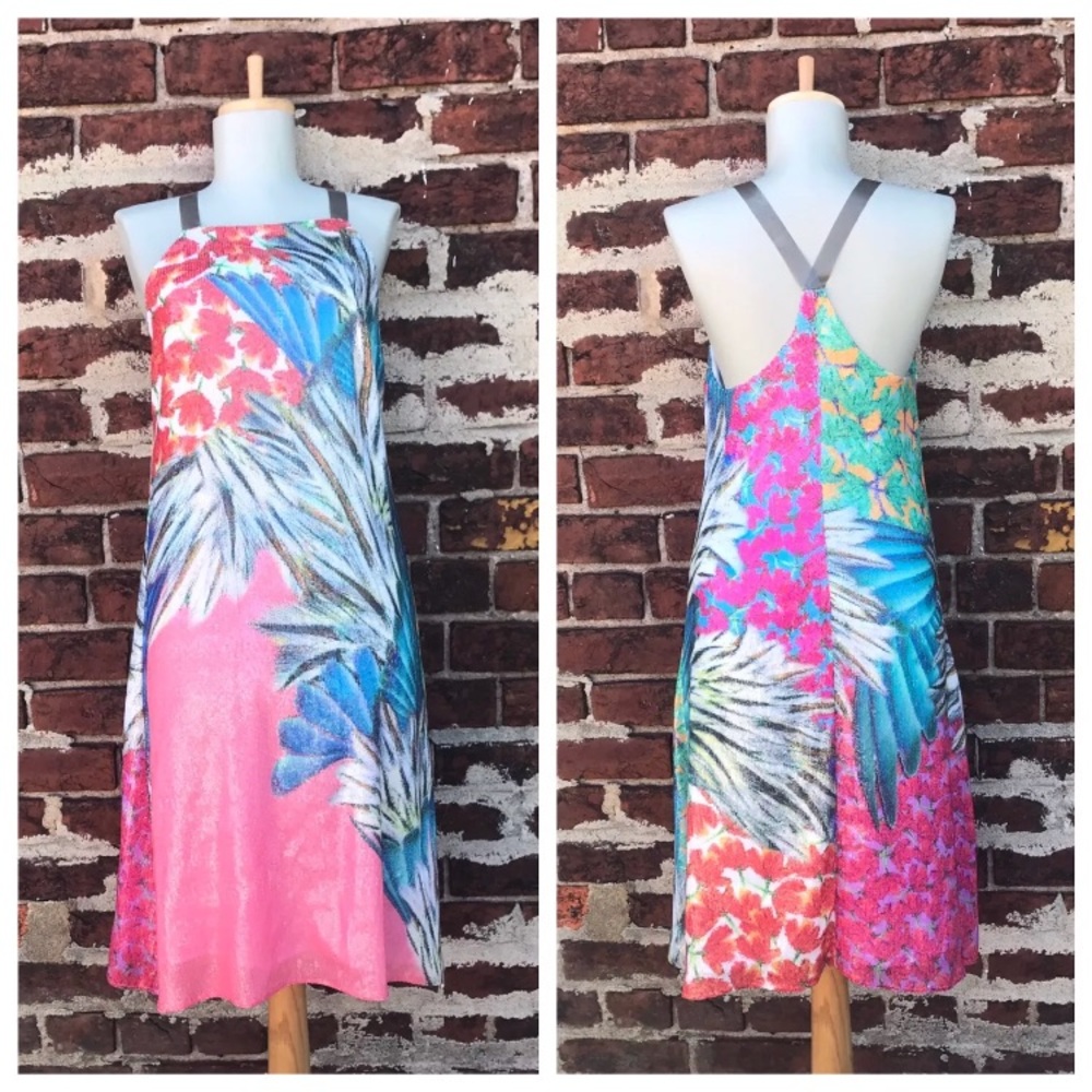 Clover Canyon XS Bright Sequin Floral Party Dress‎